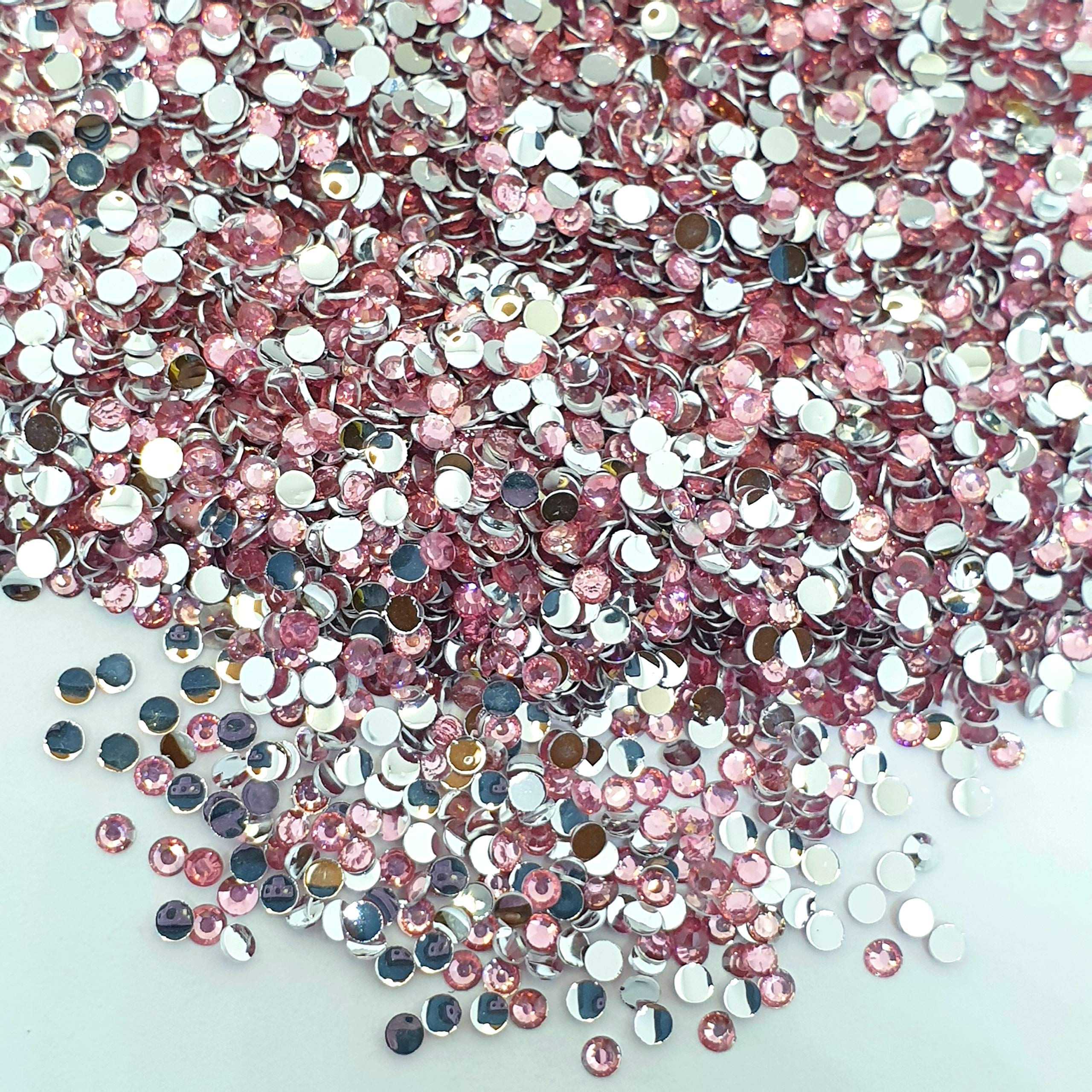 MajorCrafts® 4000pcs 2mm ss6 Baby Pink Flat Back Round Resin Rhinestones Nail Art and Crafts Embellishment Gems C14