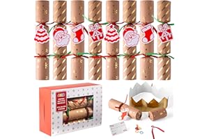 JOYIN 8 Pcs 10” Christmas Party Table Favor with Classic Design, with Party Hat, Joke & Little Gift Inside, for Xmas Gift, Ch