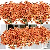 Krissing 48 Bundles Artificial Fall Flowers for Outdoors, UV Resistant Fake Outdoor Silk Flowers Plants Fall Faux Autumn Flowers for Garden Porch Window Box Fall Outside Decor