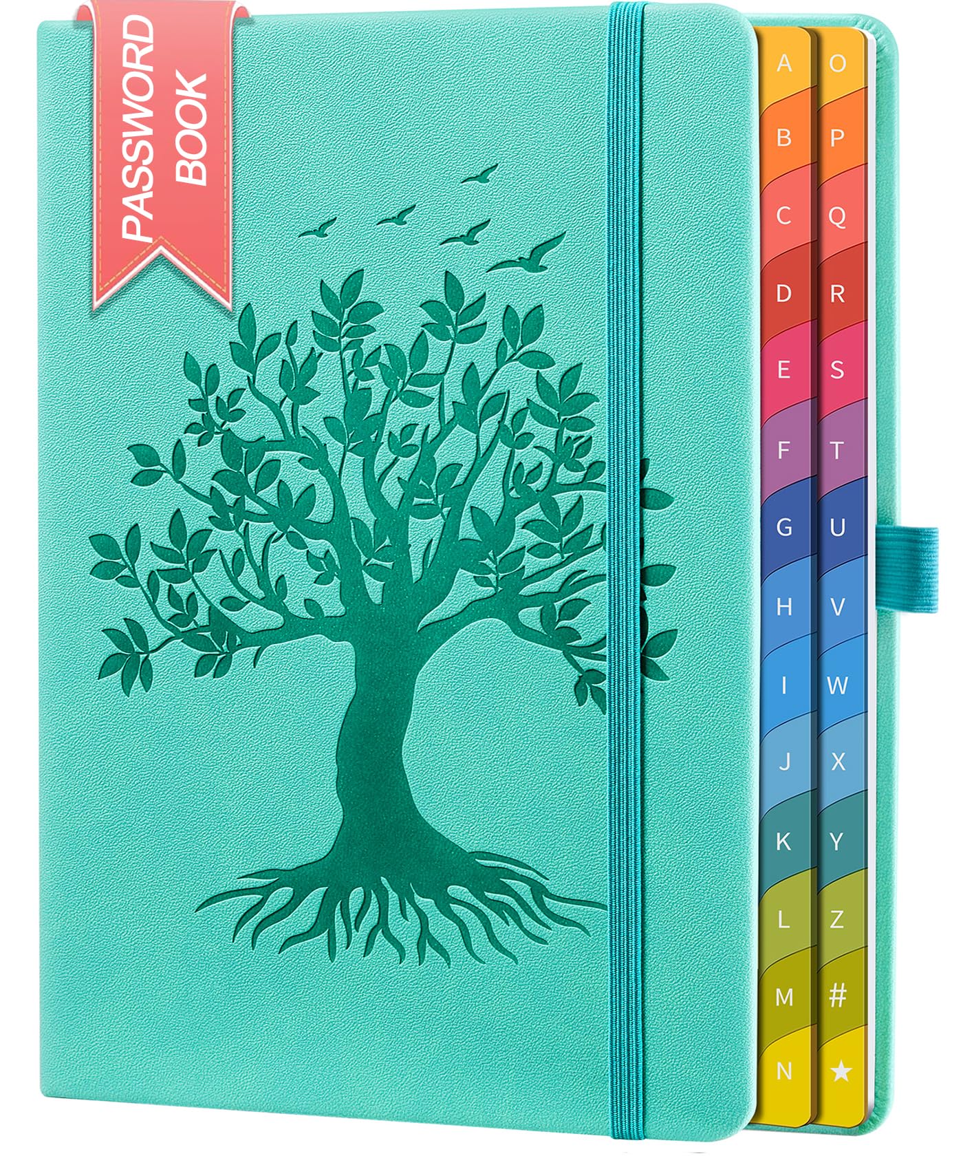 ZXHQ Password Book with Colorful Alphabetical Tabs, 8.4" x 5.8" Hardcover Password Keeper Organizer for Managing Internet Website Addresses and Logins-Light LakeBlue