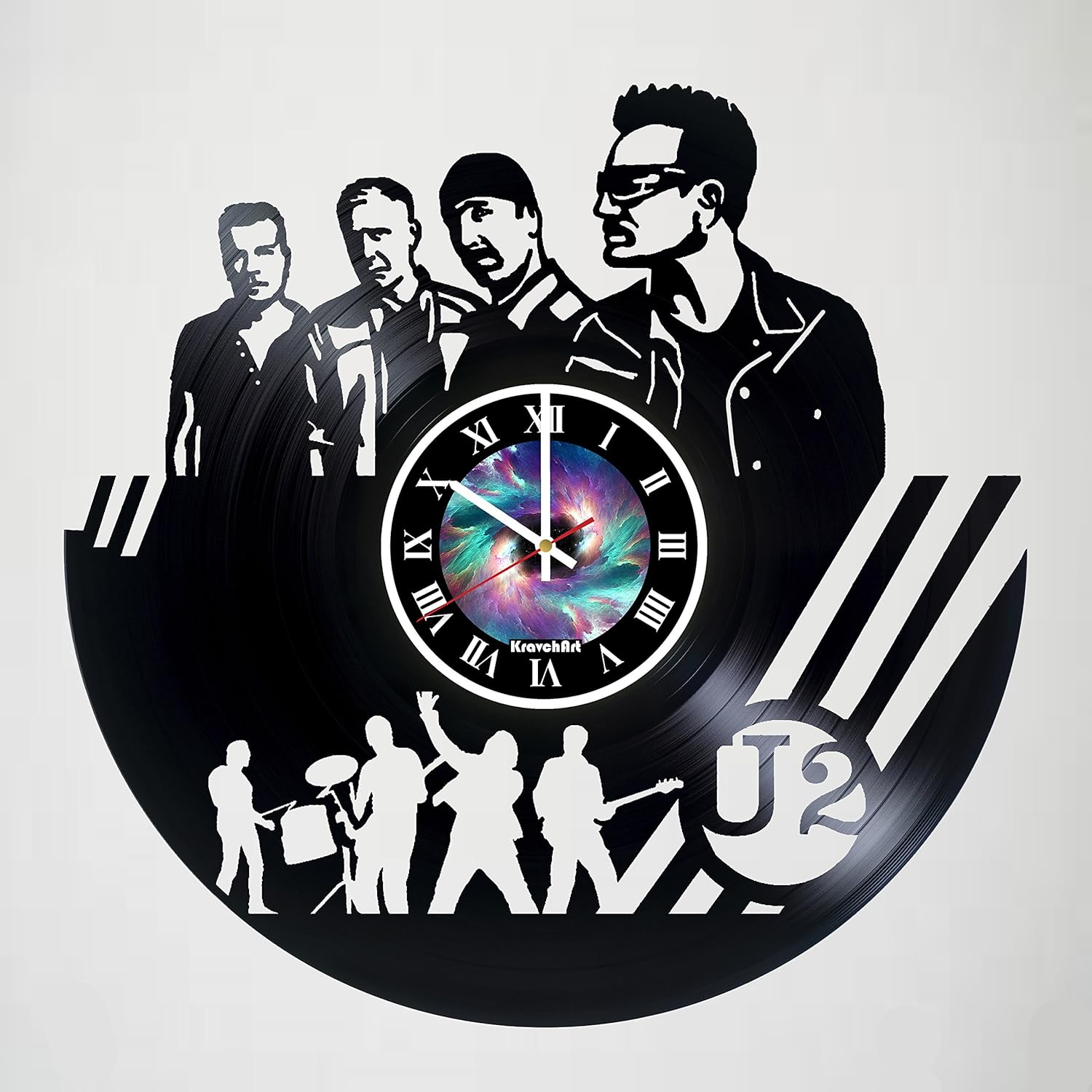U2 - Irish Rock Band - Vinyl Record Wall Clock - Handmade artwork unique home bedroom living kids room nursery wall decor great gifts idea for birthday, wedding, anniversary - Customize your clock !