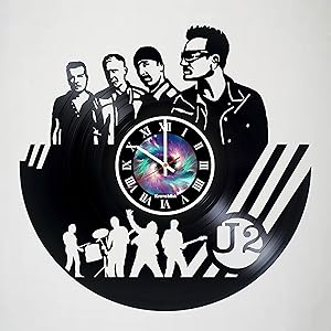 U2 - Irish Rock Band - Vinyl Record Wall Clock - Handmade artwork unique home bedroom living kids room nursery wall decor great gifts idea for birthday, wedding, anniversary - Customize your clock !