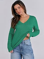 ANRABESS Womens Long Sleeve Cable Knit Sweater 2025