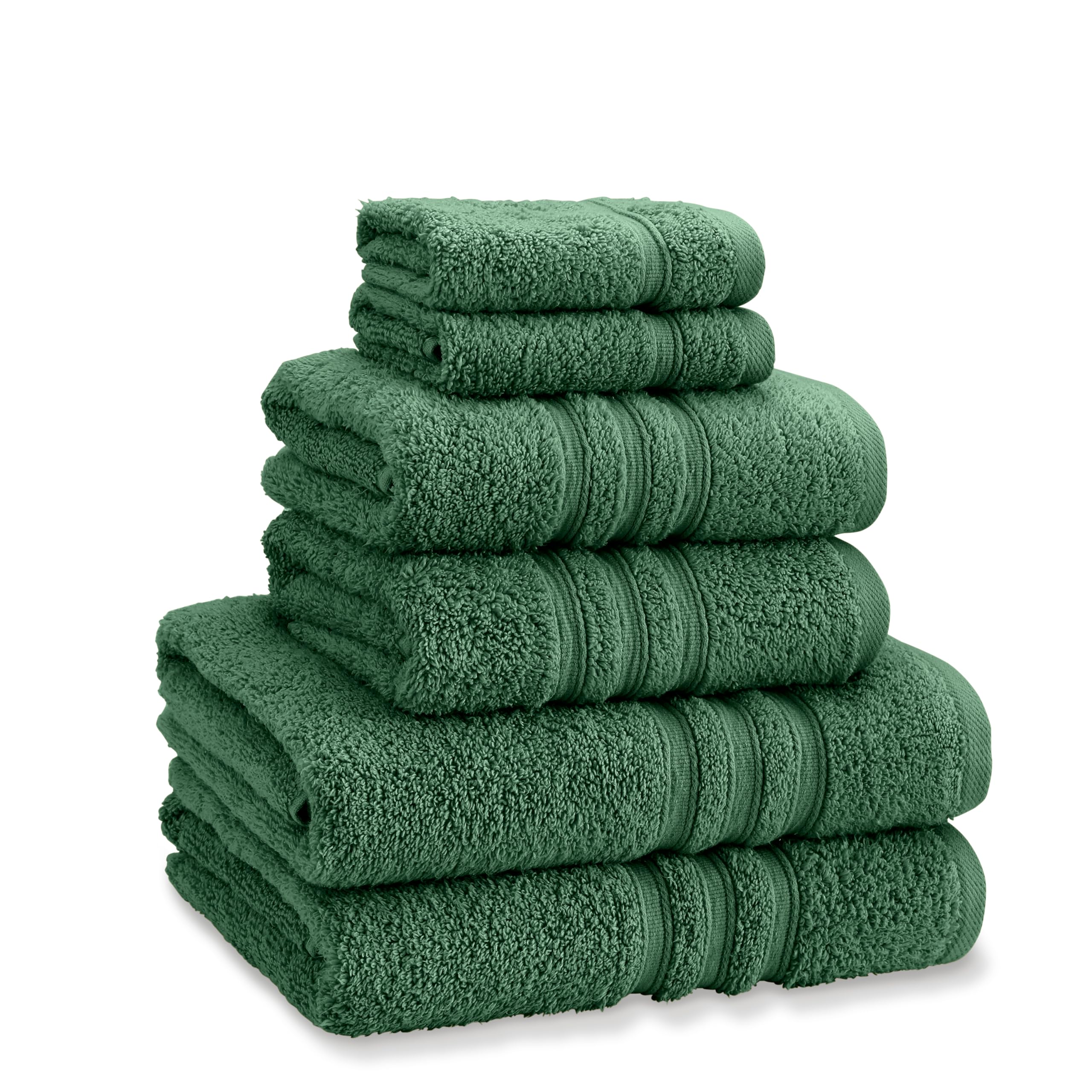 Catherine Lansfield Zero Twist Cotton 6 Piece Towel Bale Set Dark Green