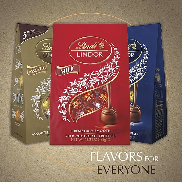 LINDT LINDOR ASSORTED OATMILK CHOCOLATE TRUFFLES, NON-DAIRY CHOCOLATE TRUFFLES WITH SMOOTH, MELTING TRUFFLE CENTER, 15.2 OZ.
