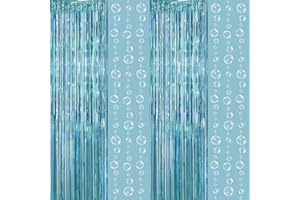 Decor365 Under The Sea Party Decorations Bubble Garland Backdrop Mermaid Streamer Ocean Theme Foil Fringe Curtain Beach Baby Shower Spongebob Birthday Decor Pool Party Supplies