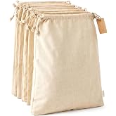 LEAFICO Cotton Storage Bags &ndash; X-Large 14x17 Inch (6-Pack) &ndash; Reusable Muslin Bags with Drawstrings &ndash; Biodegradable Canvas Fabric Sacks &ndash; Perfect for Bread, Bulk Produce, Potatoes, Onions, Shoes