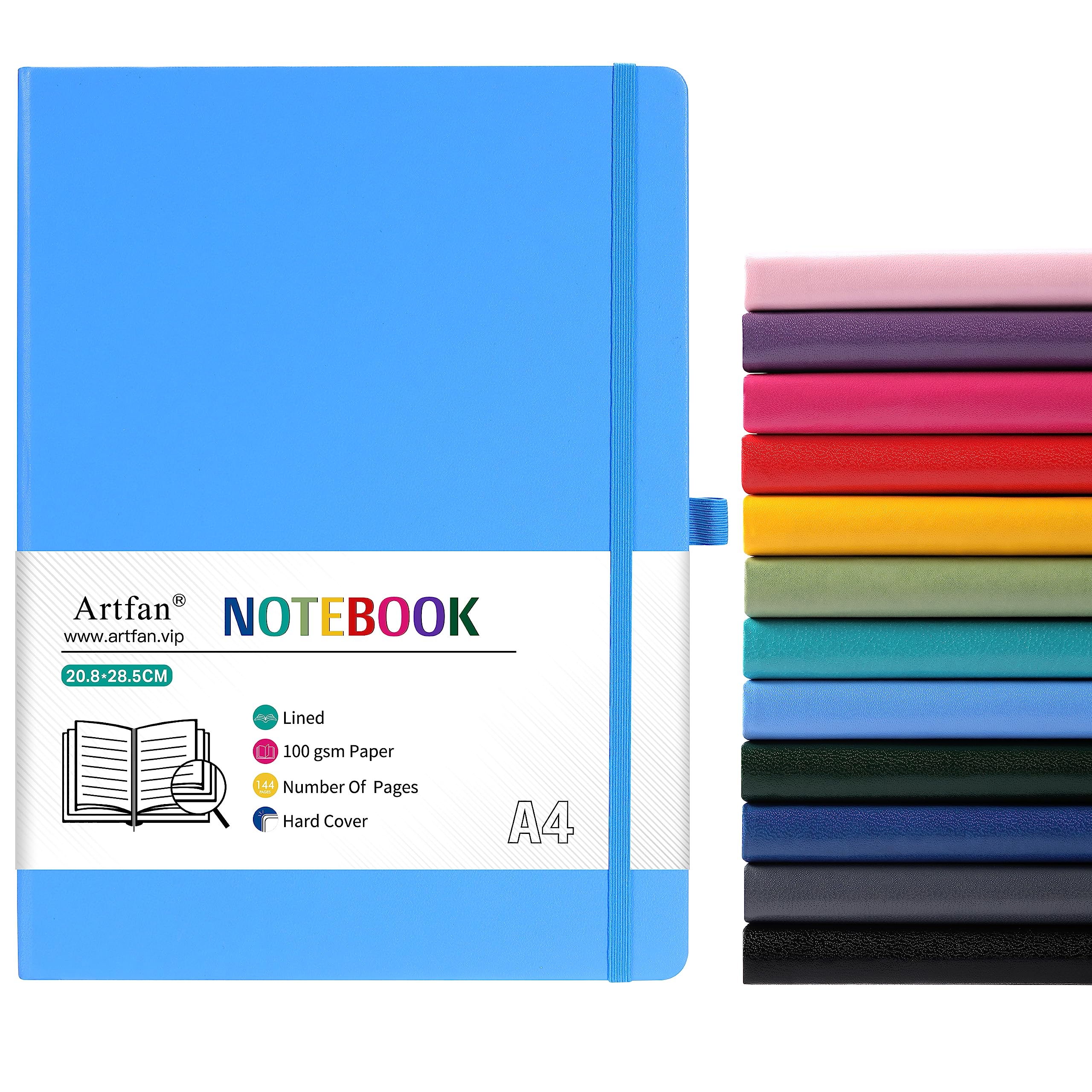 A4 Notebook - Notebook A4 with Premium Paper, Faux Leather Classic Writing A4 Notebook Journal, 8.35" X 11.45", Hardcover - sky blue