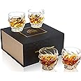 KANARS Whiskey Glasses for Men, 9 Oz Crystal Bourbon Glass Set of 4, Old Fashioned Rocks Barware for Scotch Cognac Vodka Cocktail Rum, Whisky Gifts Set for Father's Day