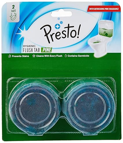 Amazon Brand-Presto! Hygienic Flush Tabs, Pine-50 g (Pack of 2)