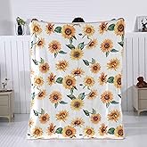 SDY Sunflower Throw Blanket,Sunflower Blanket 50"*60",Soft Flannel Floral Throw Blanket for Girls,Boys,Kids and Adult Sofa,Bedroom and Camping.