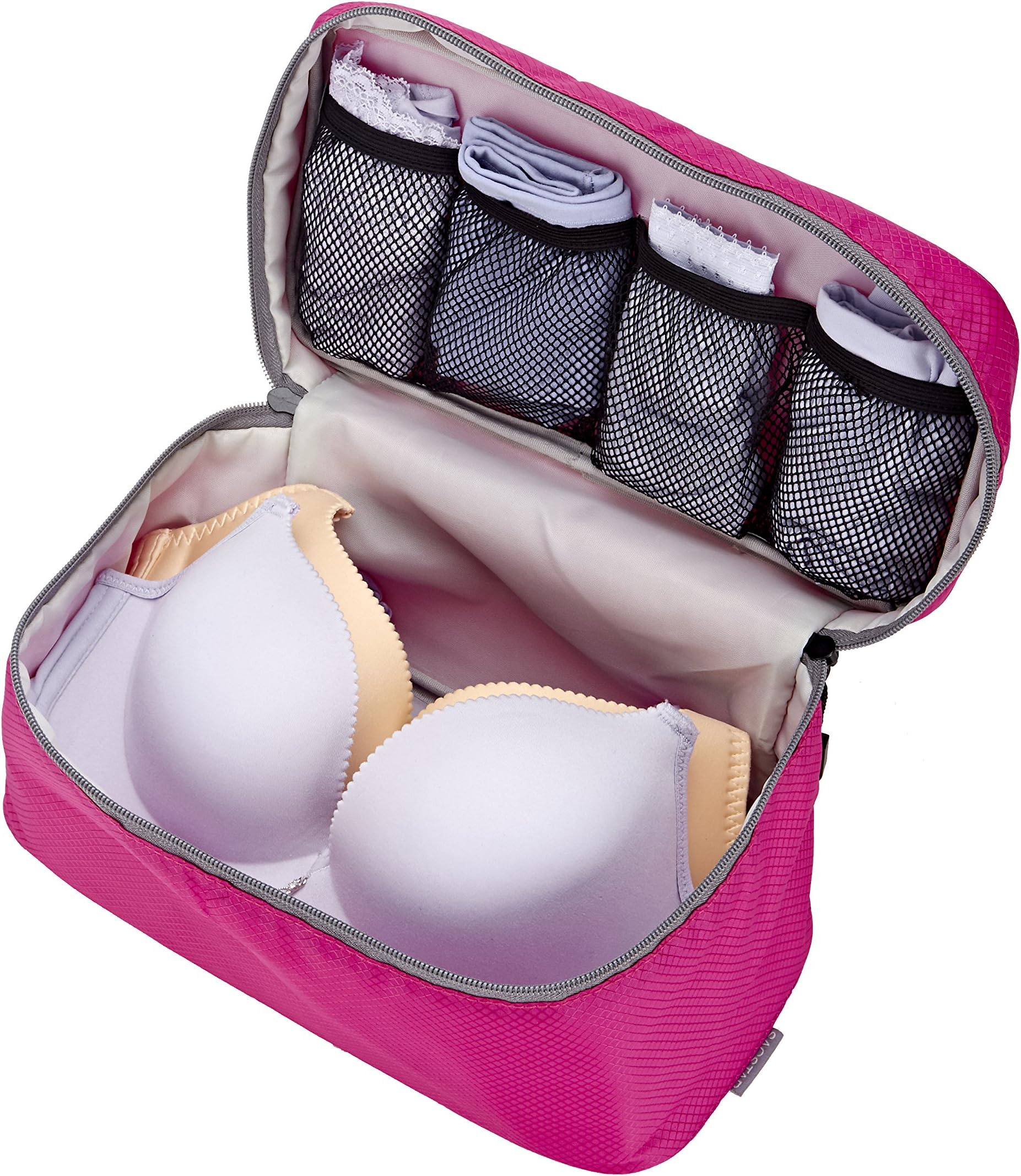 Packing Organizer Bra Underwear Storage Bag Travel Lingerie Pouch Toiletry Organizer Handbag Cosmetic Makeup Bag Luggage Storage Case For Cosmetics, Toiletries, Hotel, Home, Bathroom, Airplane (Rosy)