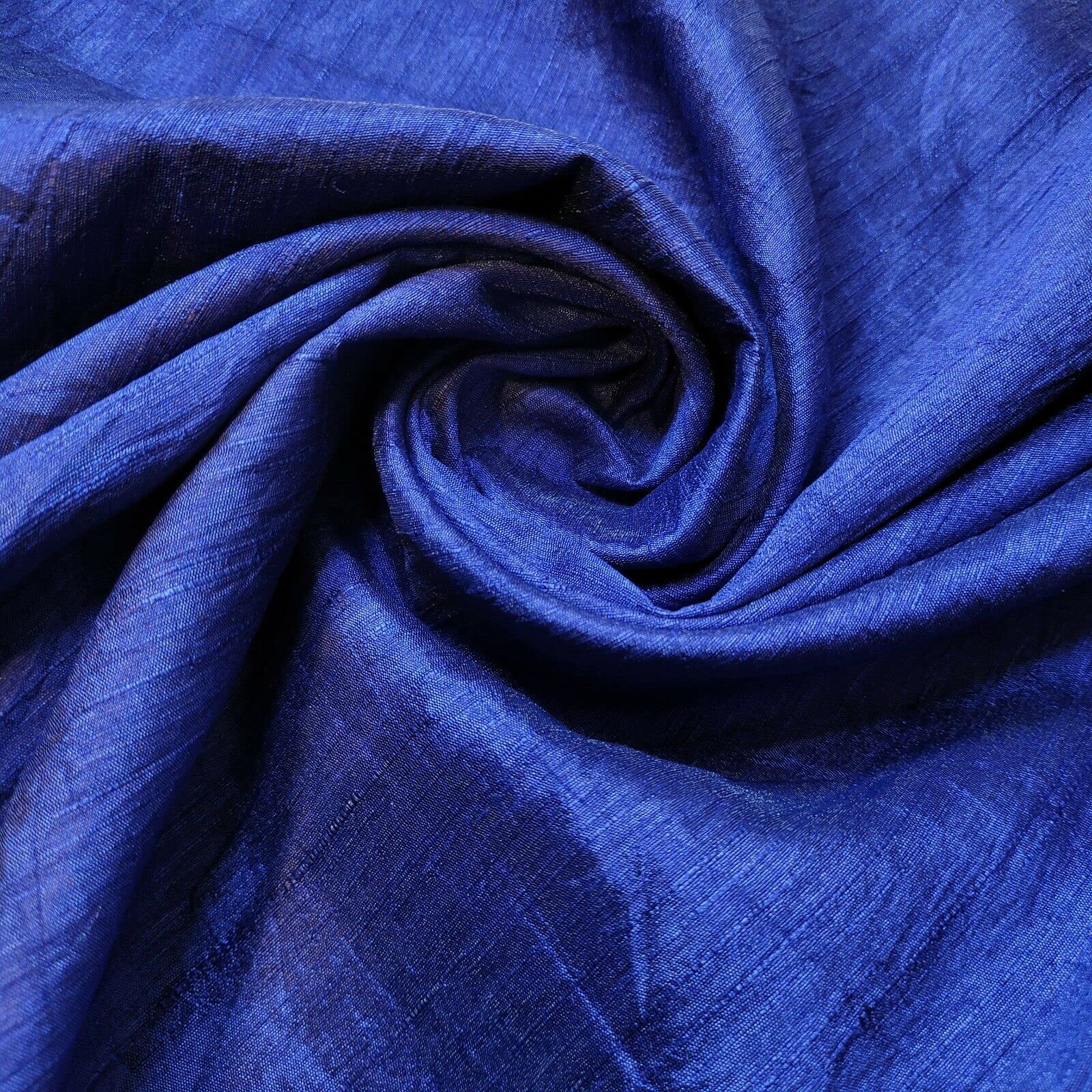 Plain Raw Silk Faux Dupion 100% Polyester Upholstery Fabric Bridal Material 44" (1 Meter, Navy)