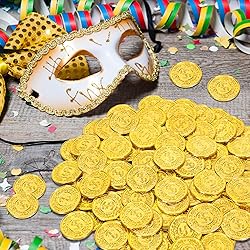 120 PCS Gold Coins, 1.4 in Plastic Gold Coins, 0.08