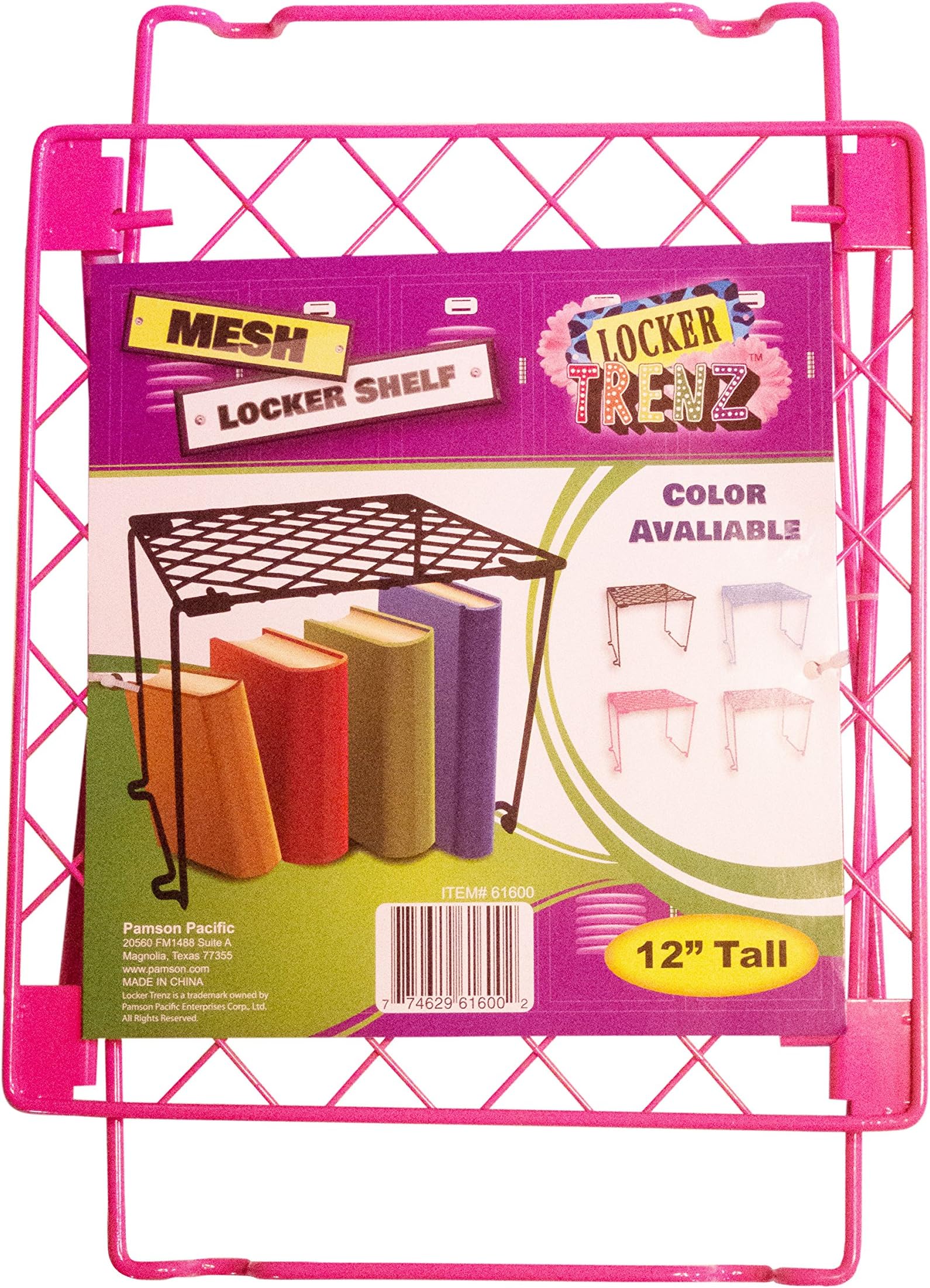 Locker Shelf (Choice of 4 Colors) Stackable Shelves for School, Gym, Work Organization (Hot Pink)