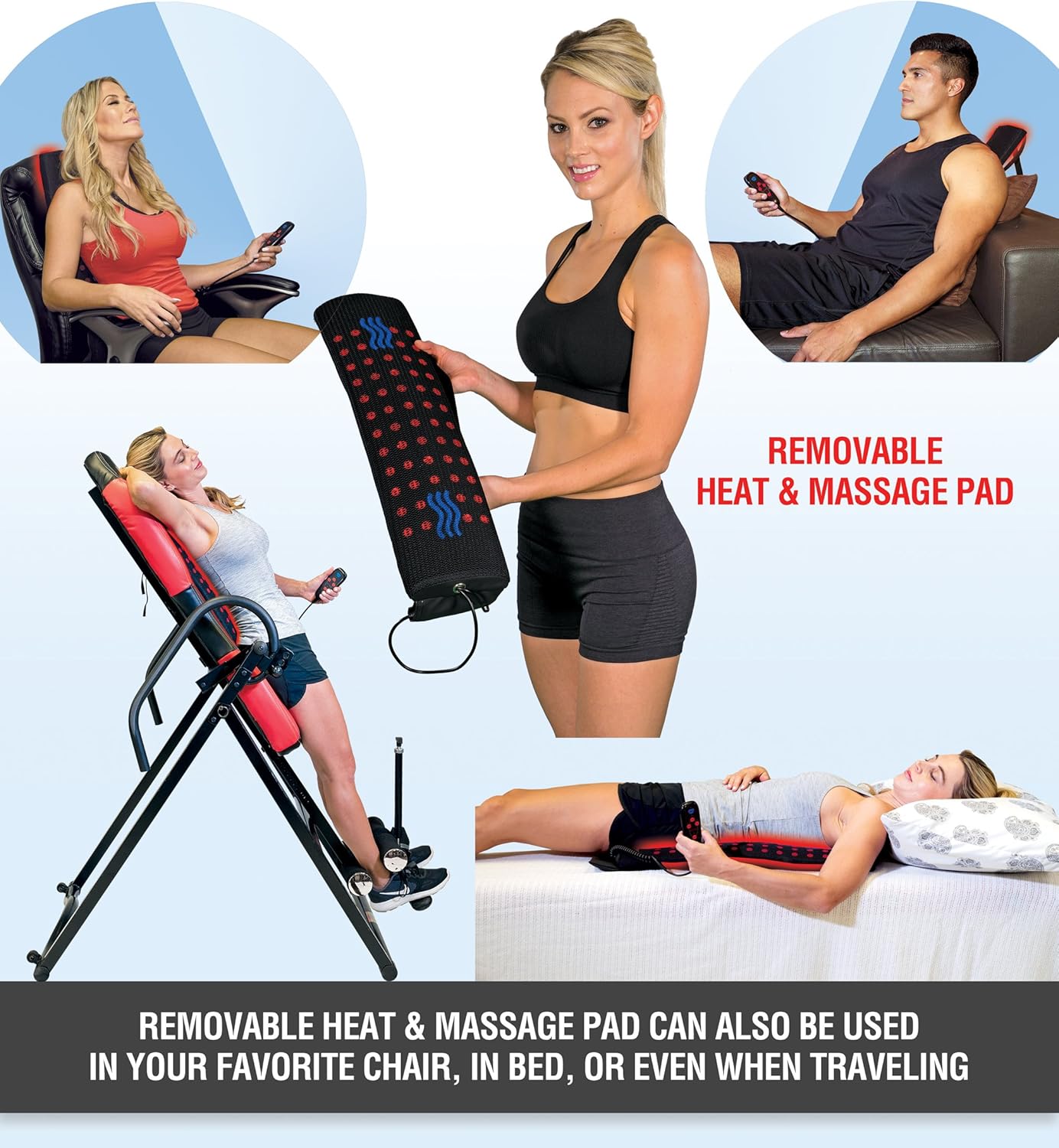 Health Gear ITM5500 Advanced Technology Inversion Table with Vibro Massage & Heat - Heavy Duty up to 300 lbs. : Sports & Outdoors