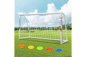 ORIENGEAR Soccer Goal, 12x6/10x6.5/8x6/6x4 Full Size Soccer Goals for Backyard, Soccer Net with Training Discs, Portable Soccer Goal for Kids and Adults with 1 Carry Bag, Porterias De Futbol
