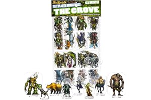 Arcknight Flat Plastic Miniatures: The Grove; 62 Unique Forest-Themed Minis for DND 5e and Pathfinder; Affordable, Skinny Figurines for Dungeons and Dragons and Other Tabletop RPG Games