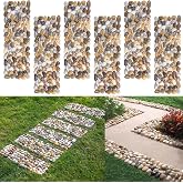 6 Pcs River Rock Stepping Stones, 16" L x 5.5" W Rectangles Natural Outdoor Pavers Pebbles Polished Gravel for Garden Walkway Pathway