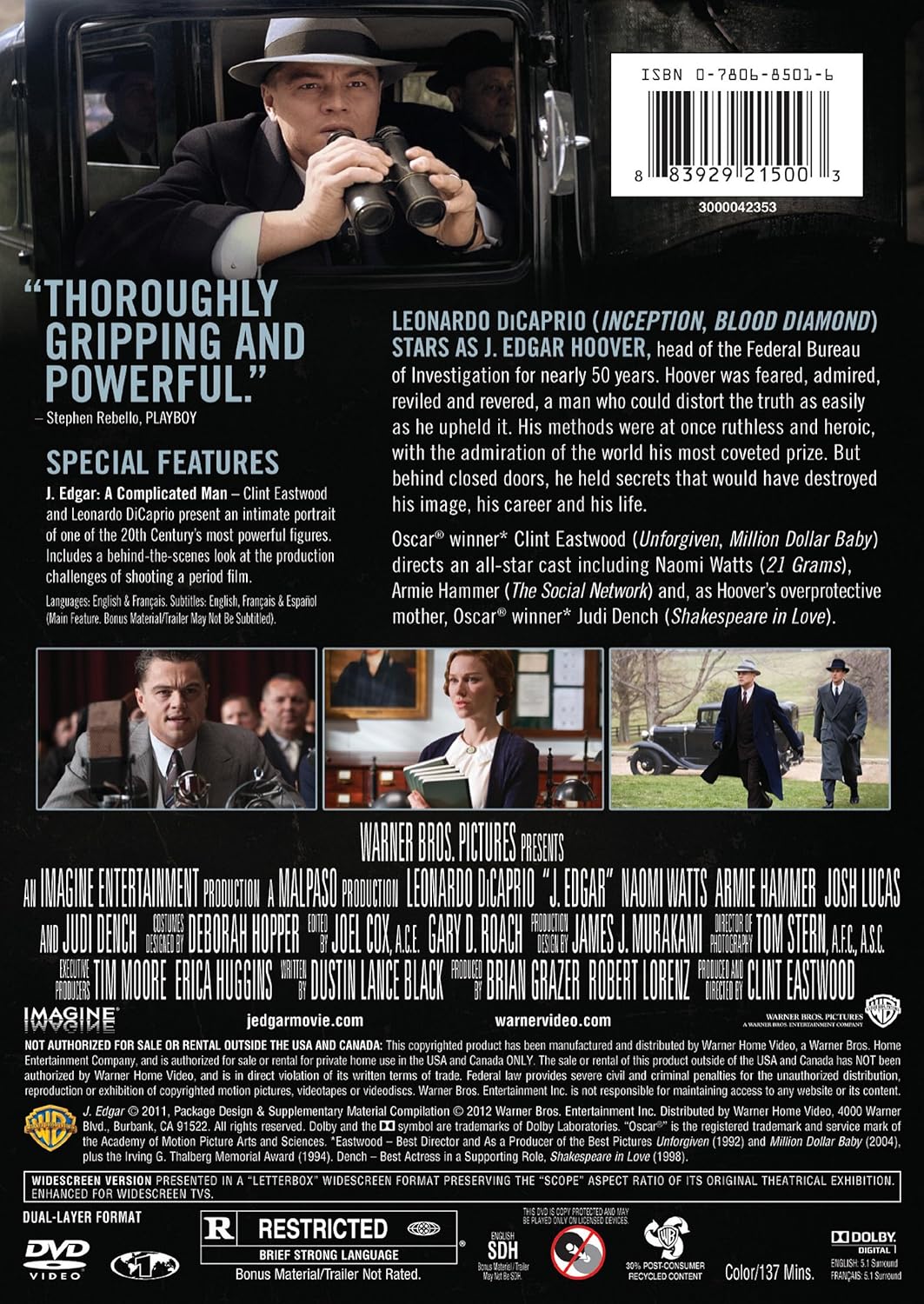 Amazon Com J Edgar Leonardo Dicaprio Naomi Watts Armie Hammer