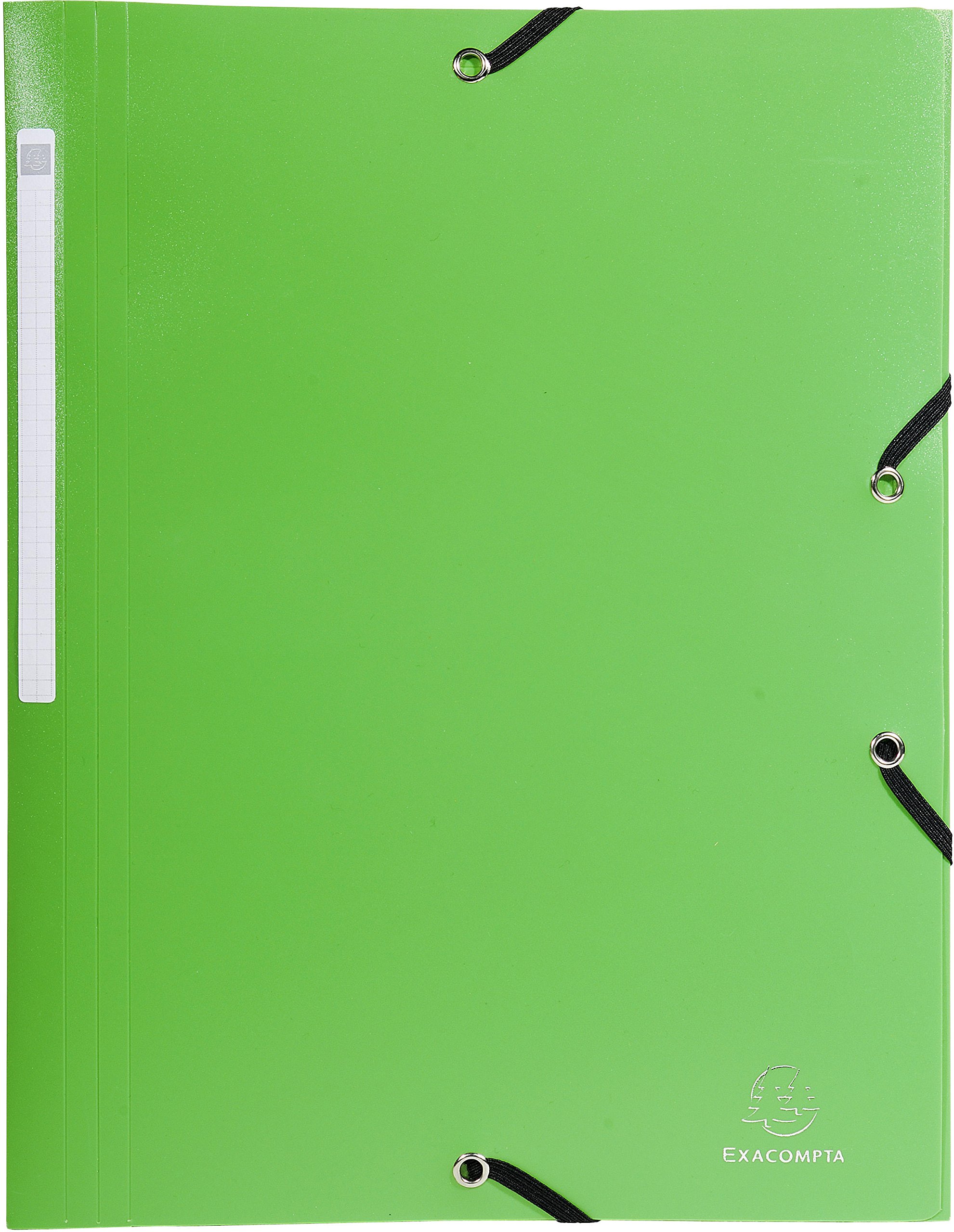 Exacompta - Ref 55813E - Opaque PP Elasticated 3-Flap Folders - Suitable for A4 Documents, 0.5mm Polypropylene, Spine Label, Suitable for Confidentiality - Light Green — image 1