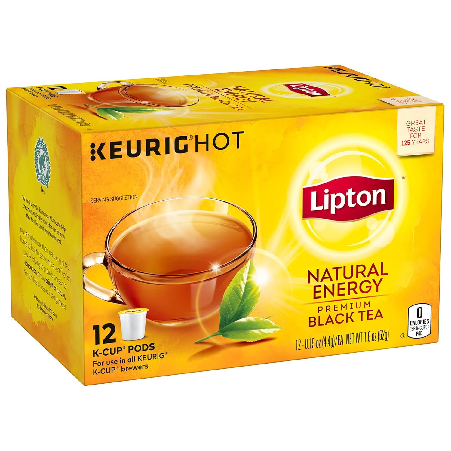 Amazon Com Lipton Premium Black Tea K Cups Natural Energy 12