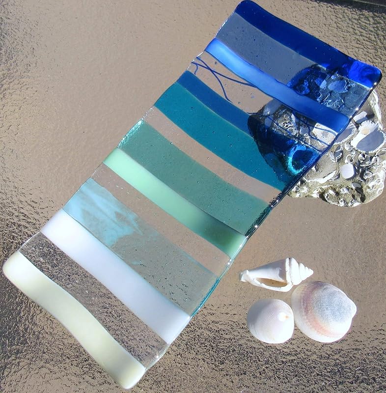 Ocean Beach Glass Plate Sea Glass Jewelry Keeper Fused