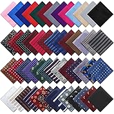 52 Pcs Pocket Squares for Men Soft Silk Handkerchiefs for Suit Accessories Wedding Business Banquet 9.06 x 9.06'', 52 Styles