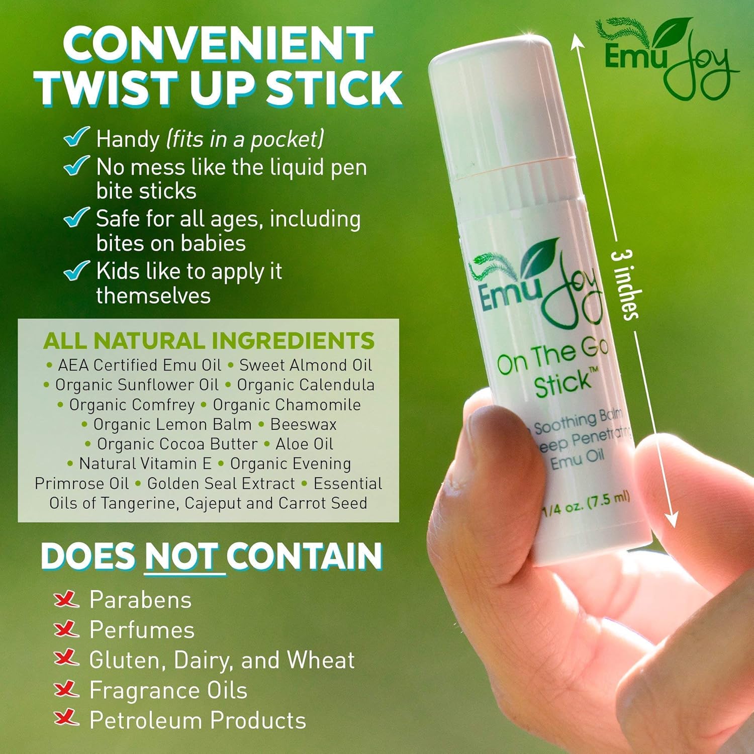 Mosquito Bite Relief - Bug Bite Itch Relief for Kids Baby & Adults - Anti Itch Treatment for Insect Bites Bee Stings Bed Bug Bites - All Natural Emu Joy On The Go Stick: Health & Personal Care