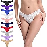PSEFNAGX T Back Sexy Low Rise Stretchy Invisible Patterns Lace Cotton Women Thongs Pack
