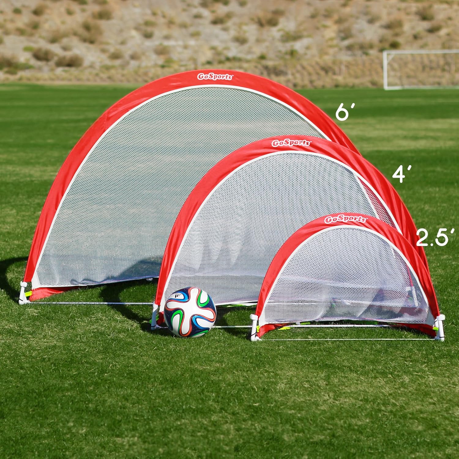 GoSports Portable Pop Up Soccer Goals for Backyard - Kids & Adults - Set of 2 Nets with Agility Training Cones and Carrying Case (Choose from 2.5', 4' and 6' Sizes) : Sports & Outdoors