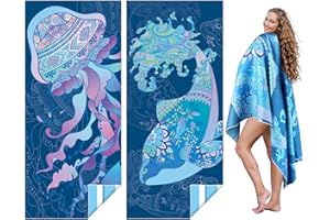 LOADSFUN 2 Pack Microfiber Lightweight Oversized Beach Towel, 72"x32" Large Quick Dry Absorbent Thin Sand Free Towels for Swimming Pool Travel Camping Sports Yoga for Adults Men Women Vacation Gift
