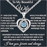 Wife Necklace From Husband To My Wife Necklace Soulmate Necklace For Women Future Wife Jewelry Birthday Christmas Valentine's gifts For Girlfriend Message Card & LED Box