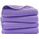 POLYTE 430 GSM Microfiber Lint Free Hand Towel, 16 x 30 in, 4 Pack (Waffle Weave)