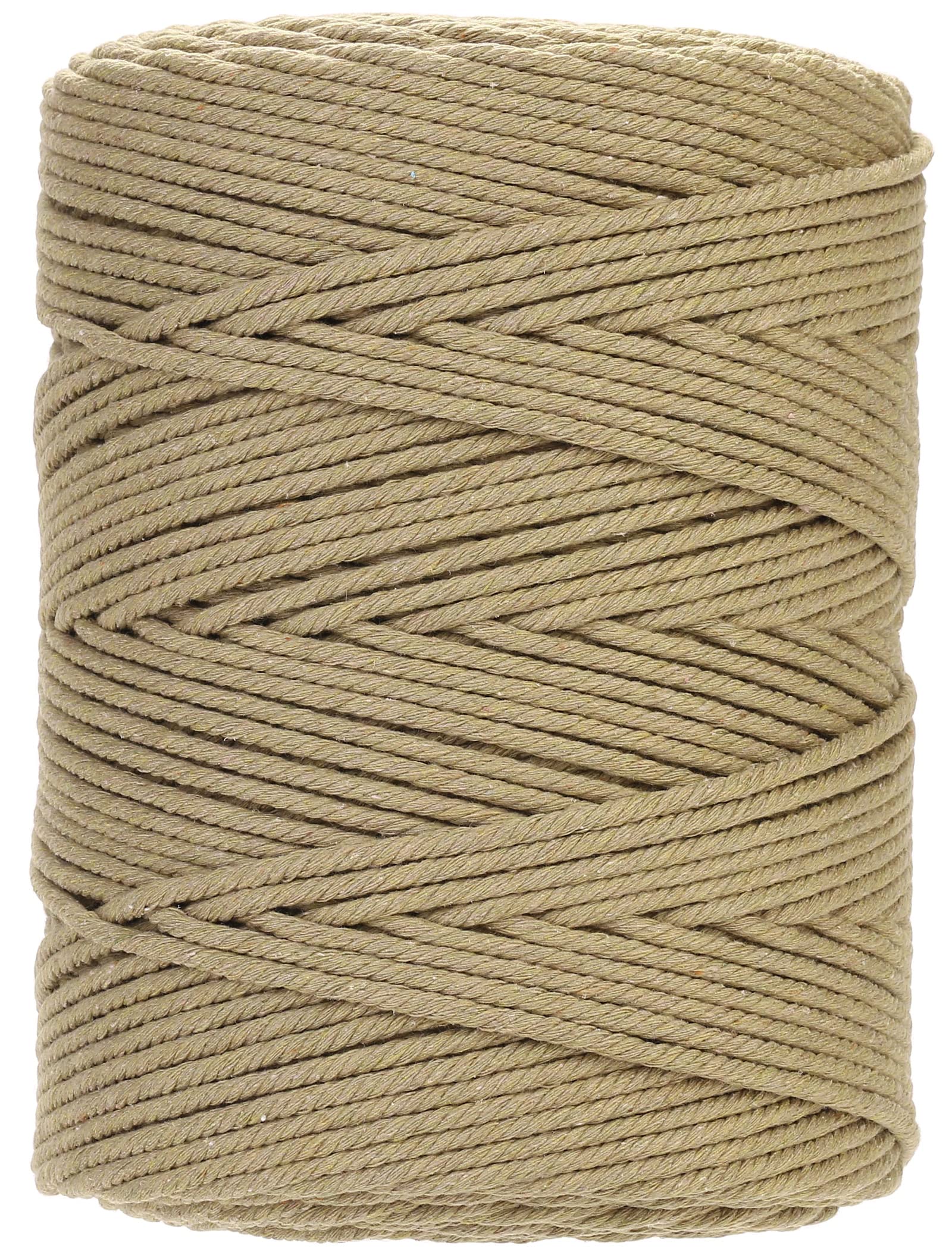 GOHOF Macrame Cord 4mm x 300m Premium Cotton Macrame Rope, 4 Strand Twisted Soft Cotton Cord, One of The Most Perfect Materials for Macrame Art, Cotton String Without Chemicals(Dark Khaki)