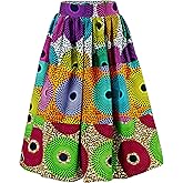 SHENBOLEN Women's African Print Skirts Ankara Traditional Casual Splicing Skirt
