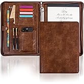 Calfinder 3 Ring Portfolio Binder with Zipper,Leather Padfolio for Men&Women,Business Portfolio Organizer with Tablet/Documents Holder,Leather Padfolio Binder for Interview/Office,Valentine's Day Gift