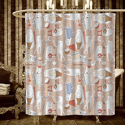 Amazon Com Music Shower Curtains Fabric Cartoon Musician Cute