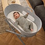 Snuz SnuzBaskit Moses Basket with Mattress and Stand Light Grey Dove view 2