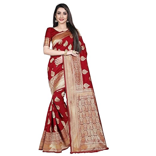 Anand Sarees Silk with Blouse Piece Saree (1485_1_Red_one Size)