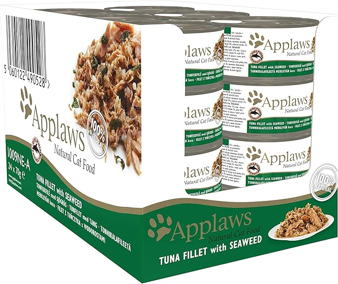 Applaws Natural Cat Food, Tuna Fillet and Seaweed in Jelly Can, 70g