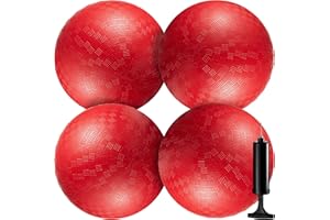 Bedwina Playground Balls Bulk - 8.5 Inch Red Rubber Bouncy Inflatable Balls, with Air Pump, for Kids & Adults, Indoor & Outdo