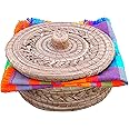 MEXTEQUIL - Authentic Mexican Tortilla Warmer Basket - Pine Needle Handwoven with Handloomed Cloth (Natural 7" w cloth)