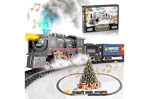 Funwee Train Set for Under Christmas Tree,Electric Train Toy with Smokes,Lights and Sound, Locomotive Train Model with Track,Birthday Gifts Idea for 3 4 5 6 7+ Years Old Toddler Boys and Girls