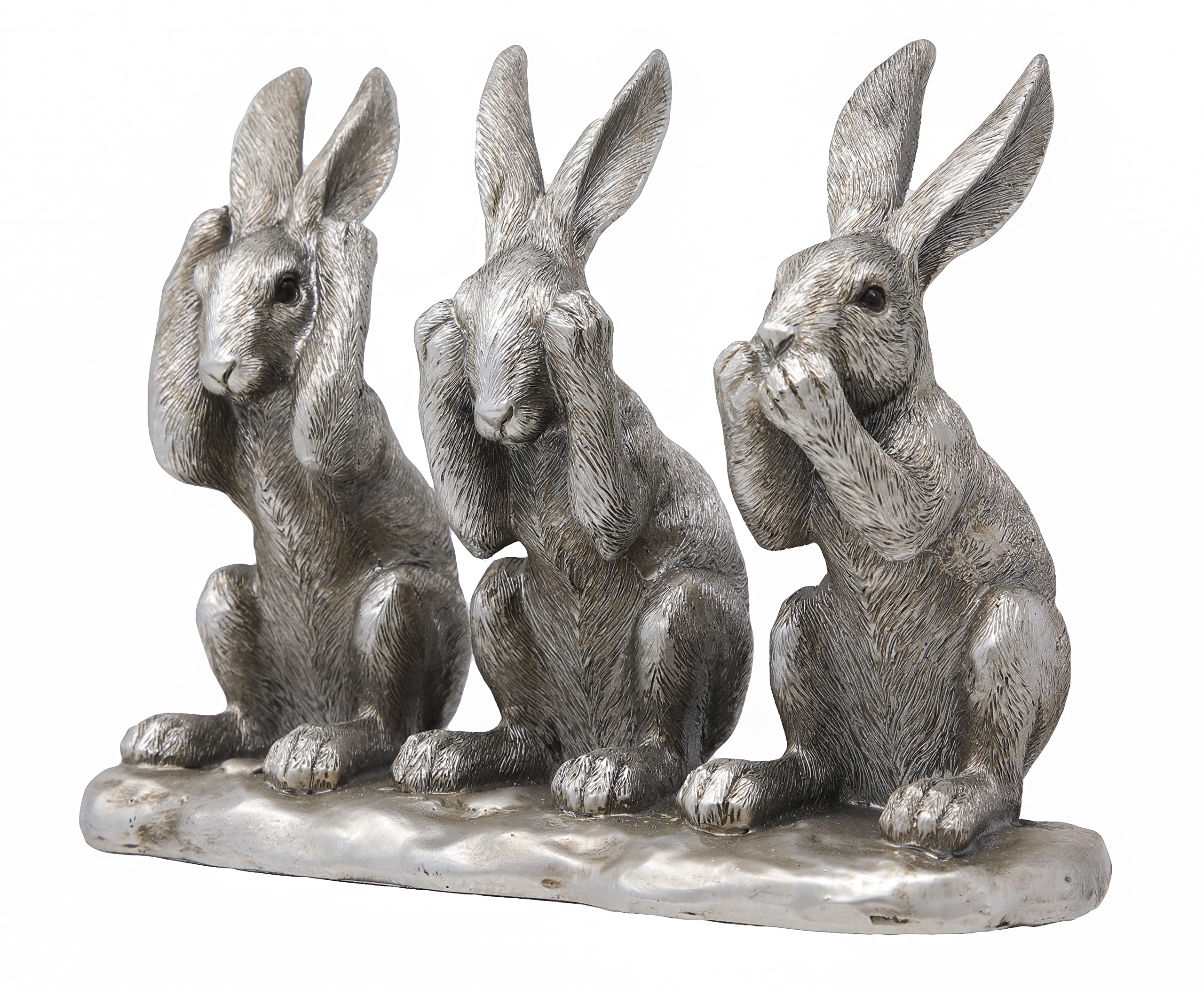 Reflections Silver 3 Wise Hares Figurine By Leonardo