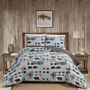 Amazon.com: AZORE LINEN Western Wildlife Southwest Cabin Lodge Quilted Bedspread Set with 