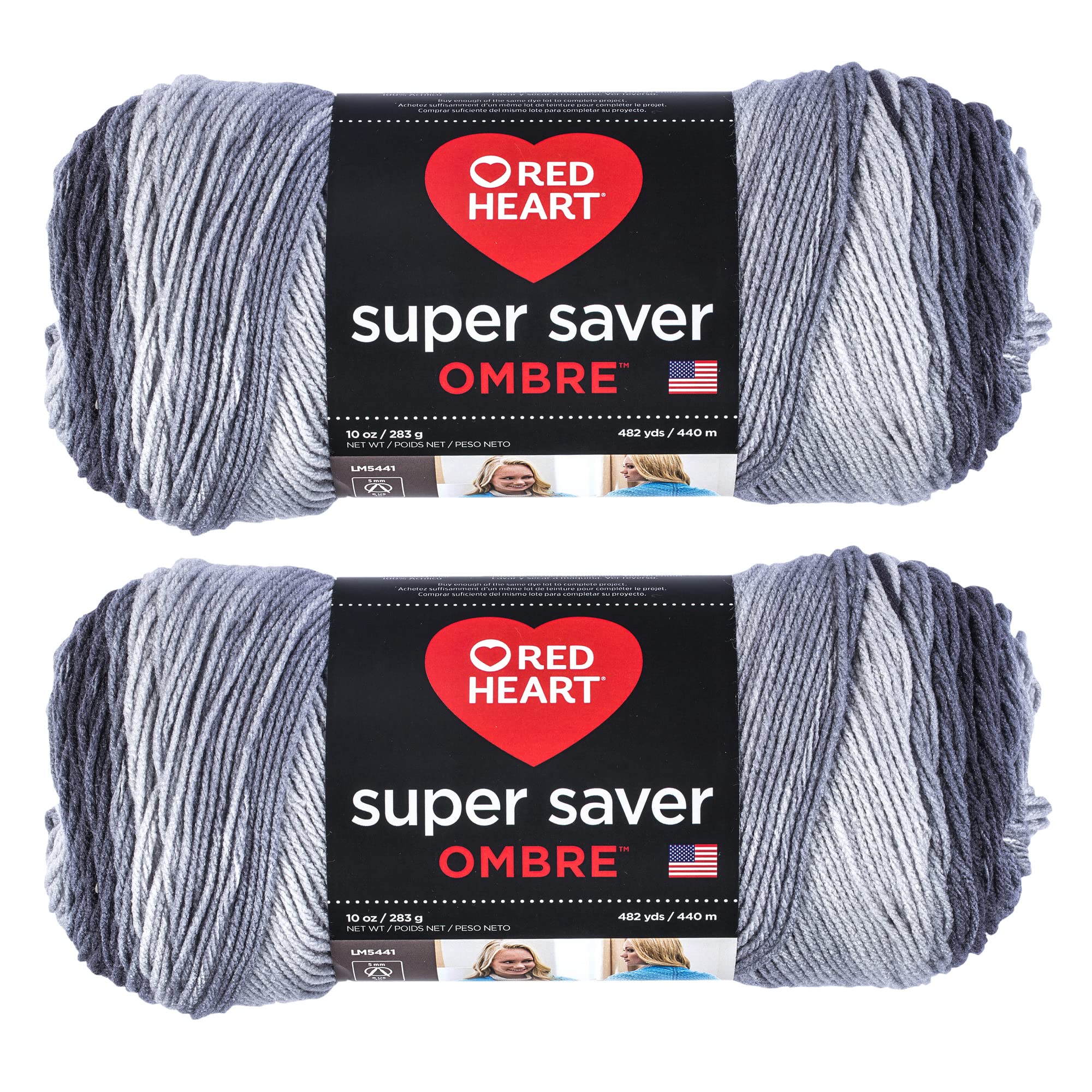 Red Heart Yarn, Acrylic, Anthracite Ombre, 2 Pack — image 1