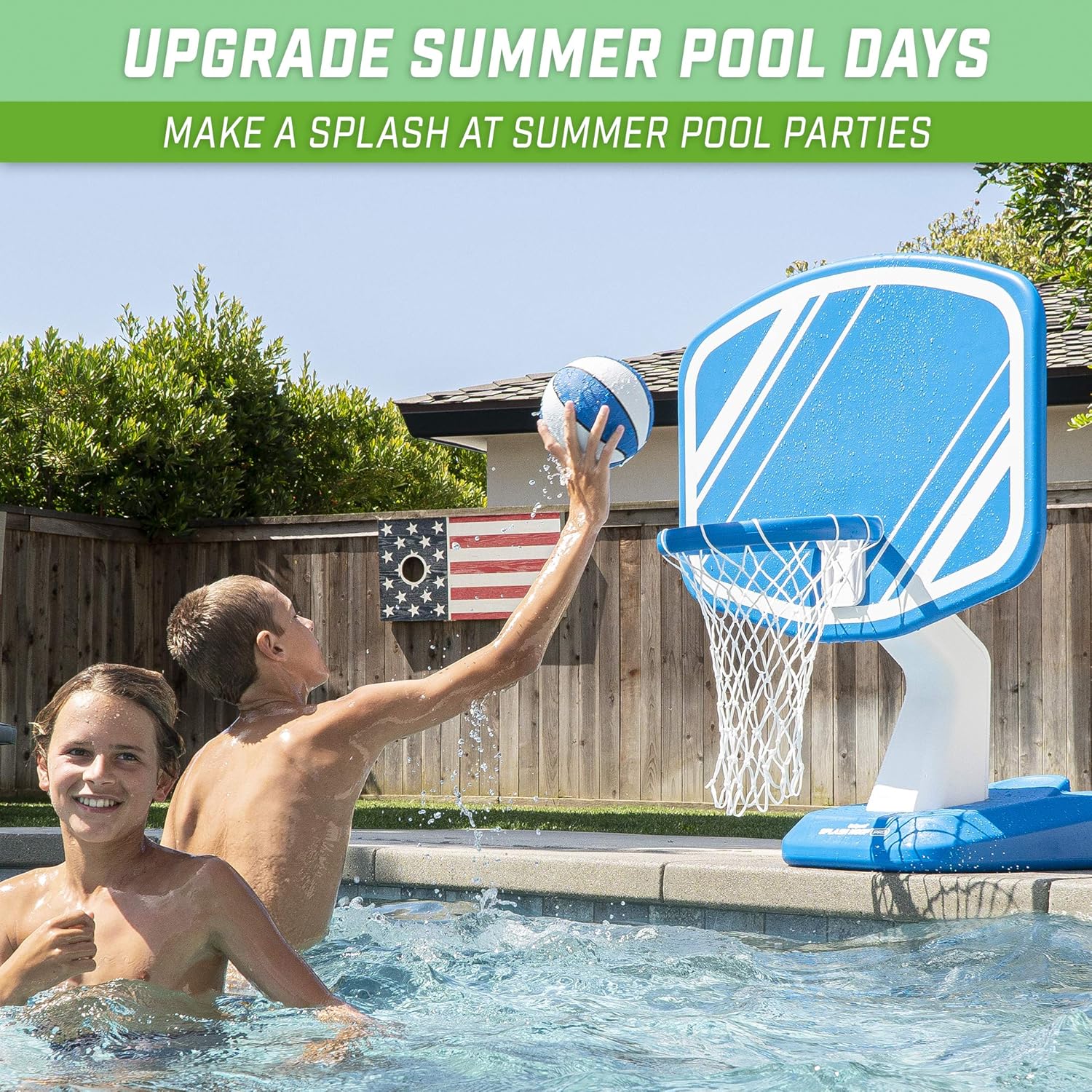 GoSports Splash Hoop Pro Pool Basketball Game, Includes Poolside Water Basketball Hoop, 2 Balls and Pump: Sports & Outdoors