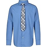 Nautica Boys Long Sleeve Button-Down Collared Dress Shirt with Tie