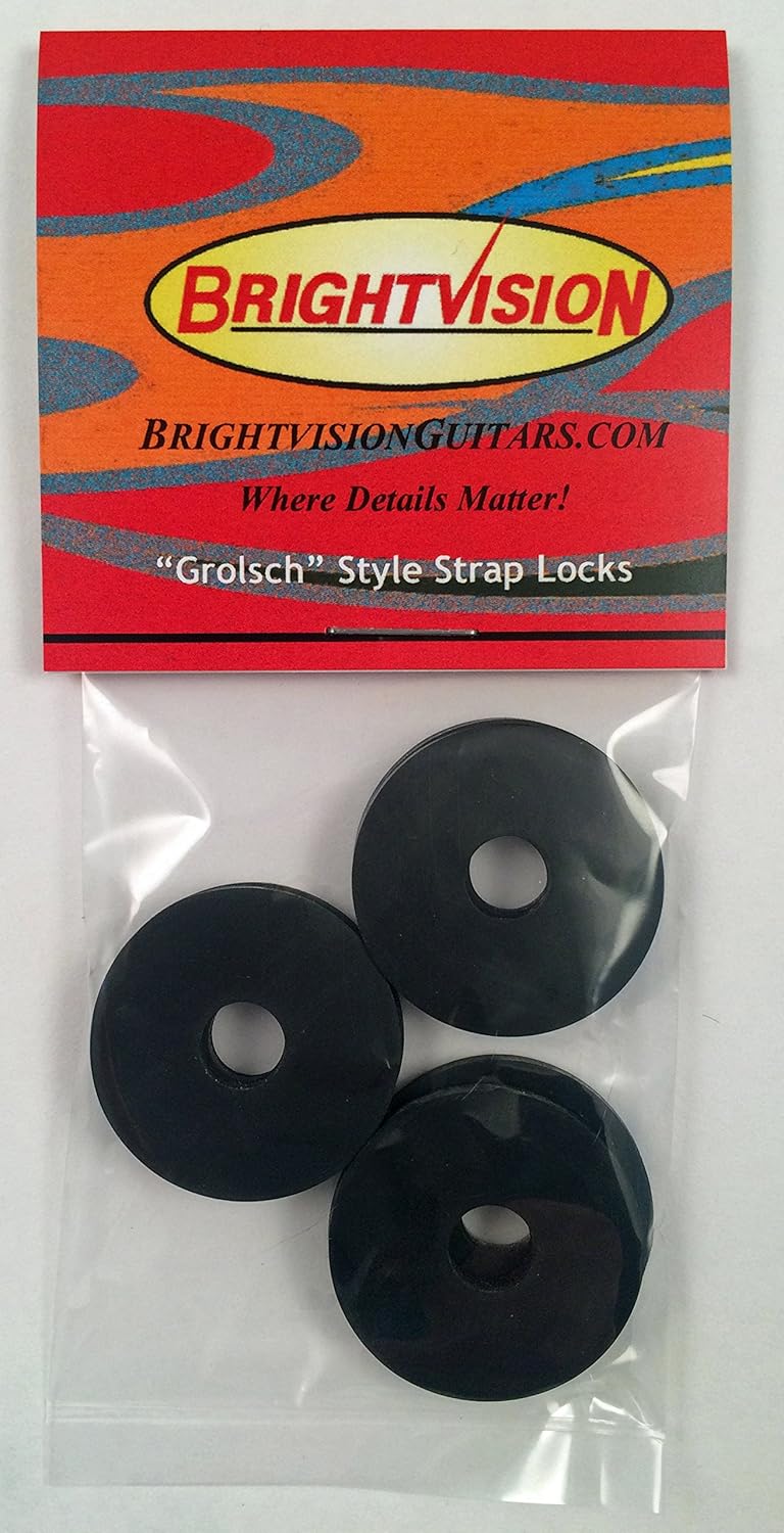 Four BLACK Rubber Guitar Strap Locks Grolsch Style Classic and